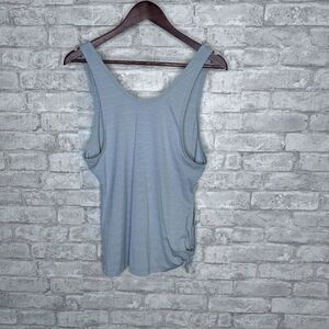 Athleta Max Out Tank Top Side Tie Low Back Loose Fit Active Stripes Gray Size XS